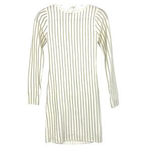Princess Polly Leon Mini Dress Womens Size S/M White Gold Stripe Long Sleeve NEW
